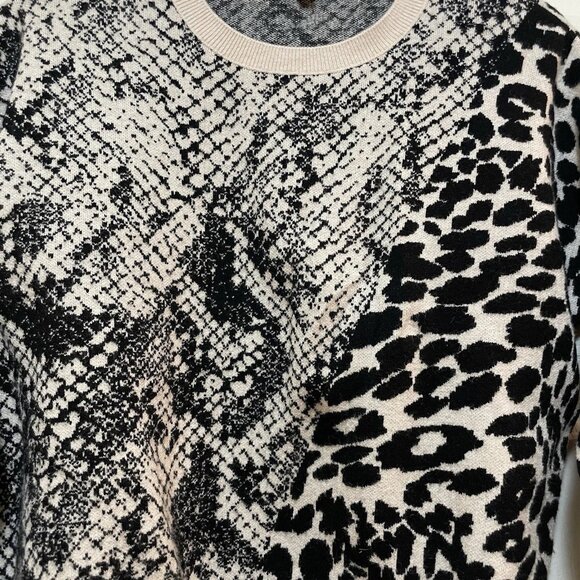 GUESS Tan & Black Tamelia Animal-Print Cropped Sweater Sz S - Picture 5 of 9